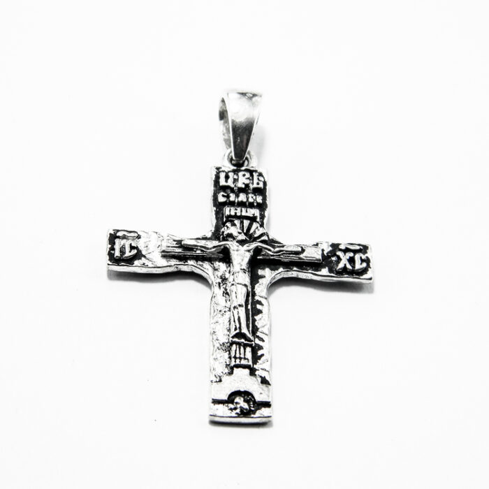 Pandantiv cruciulita vintage din argint cu Iisus - cruciulita ortodoxa - P135A93G - imagine 3