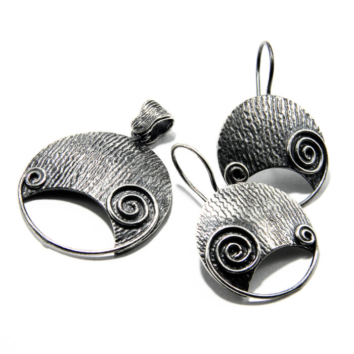 Set din argint fara pietre - stil vintage - Spirale - S135E26E - imagine 2
