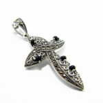 Pandantiv-cruciulita din argint cu marcasite si onix negru - stil vintage - P273Y119G-2 - imagine 2