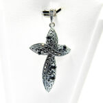 Pandantiv-cruciulita din argint cu marcasite si onix negru - stil vintage - P273Y119G-2 - imagine 3