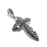 Pandantiv-cruciulita din argint cu marcasite si sidef - stil vintage - P273Y119G-1 - imagine 2