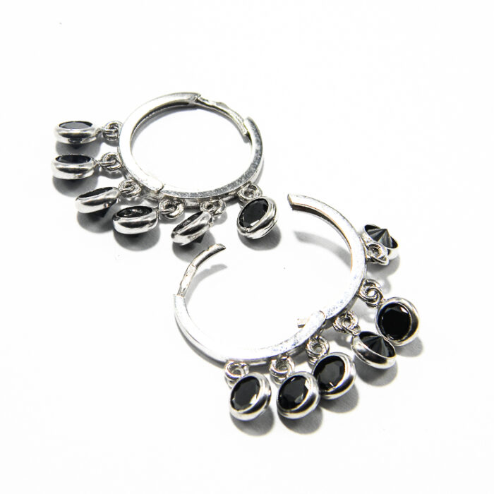 Cercei din argint cu cristale negre - stil fashion - K170A52E-1 - imagine 3