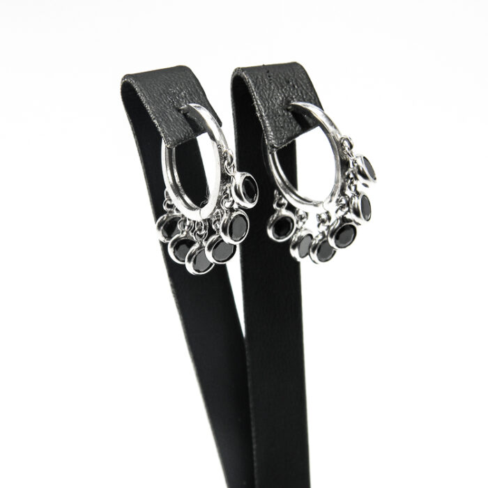 Cercei din argint cu cristale negre - stil fashion - K170A52E-1 - imagine 4