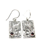 Cercei vintage din argint cu spinel rosu - stil Art Nouveau - K239Y7D - imagine 4