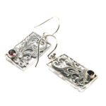 Cercei vintage din argint cu spinel rosu - stil Art Nouveau - K239Y7D - imagine 6