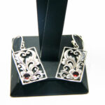 Cercei vintage din argint cu spinel rosu - stil Art Nouveau - K239Y7D - imagine 3