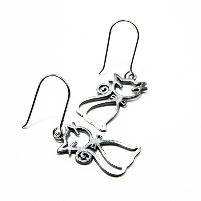 Cercei din argint fara pietre - Pisica - K145F47F - imagine 3