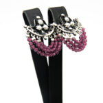 Cercei unicat handmade din argint cu perle si cristale violet - stil oriental - K190E52G - imagine 5