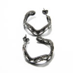 Cercei unicat vintage din argint antichizat si cristale albe - stil Art Nouveau - K185E36B - imagine 4