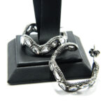 Cercei unicat vintage din argint antichizat si cristale albe - stil Art Nouveau - K185E36B - imagine 3