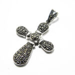 Cruciulita din argint cu marcasite - model oriental - P190A85G - imagine 3