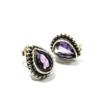 Cercei din argint cu ametist - stil vintage - K266Y60D - imagine 2