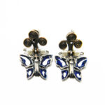 Cercei Fluturi din argint cu perle bronz si pasta acrilica - stil oriental - K145E66D - imagine 3