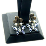 Cercei Fluturi din argint cu perle bronz si pasta acrilica - stil oriental - K145E66D - imagine 4