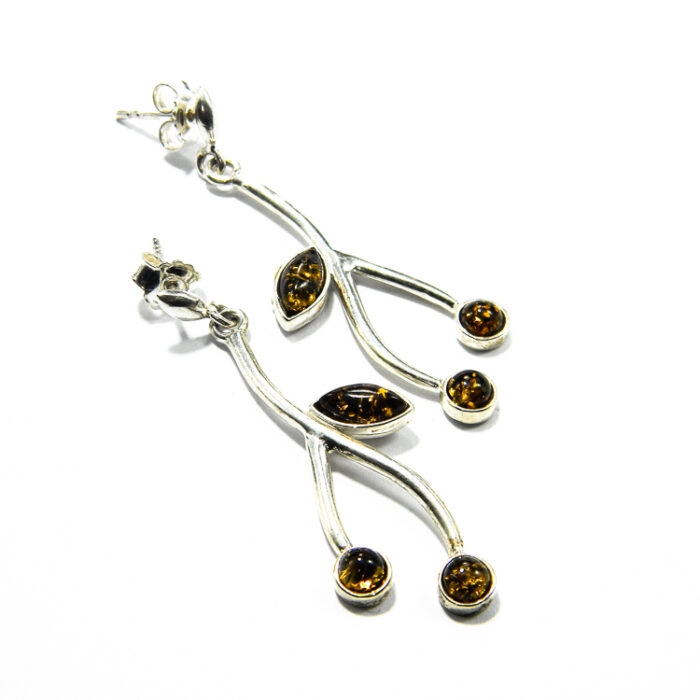 Cercei din argint cu chihlimbar verde - stil fashion - Maia - K120Y30D-2 - imagine 4