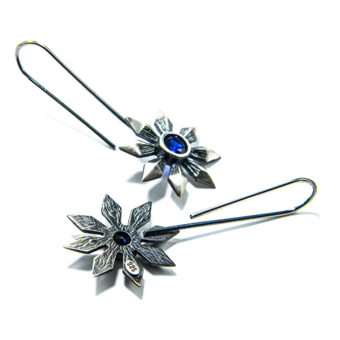 Cercei din argint si topaz albastru - Art Deco - K145F9C - imagine 2