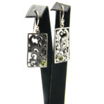 Cercei vintage din argint cu olivina - model Art Nouveau - K239Y5D - imagine 3