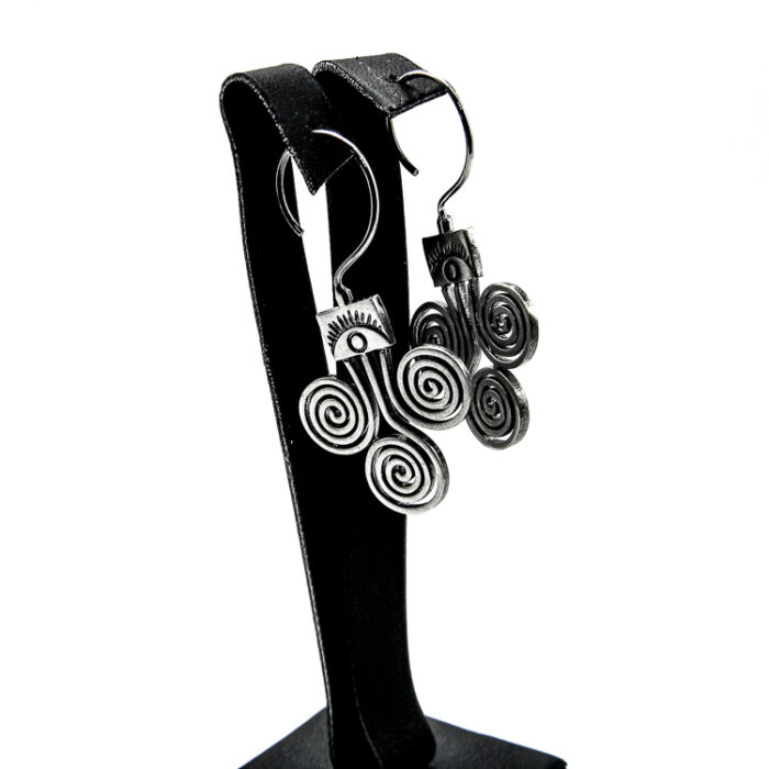 Cercei unicat din argint simplu - stil vintage - K145F19C - imagine 2