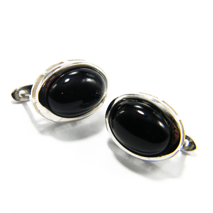 Cercei din argint cu onix - stil Art Deco - K150A53D - imagine 5