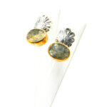 Cercei unicat din argint cu calcedonia cromata - stil vintage oriental - K135F5CX - imagine 5