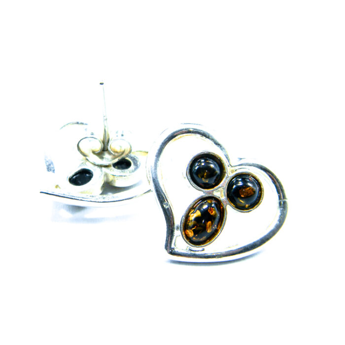 Cercei din argint cu chihlimbar verde - Inimioare - K120Y21D-2 - imagine 5