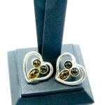 Cercei din argint cu chihlimbar verde - Inimioare - K120Y21D-2 - imagine 2