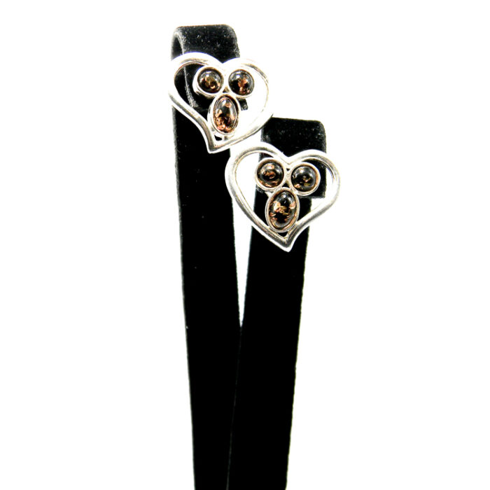 Cercei din argint cu chihlimbar verde - Inimioare - K120Y21D-2 - imagine 4