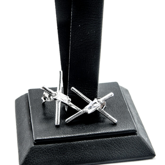 Cercei minimalisti din argint cu cristale albe - Mia - C35TA-X88B - imagine 2