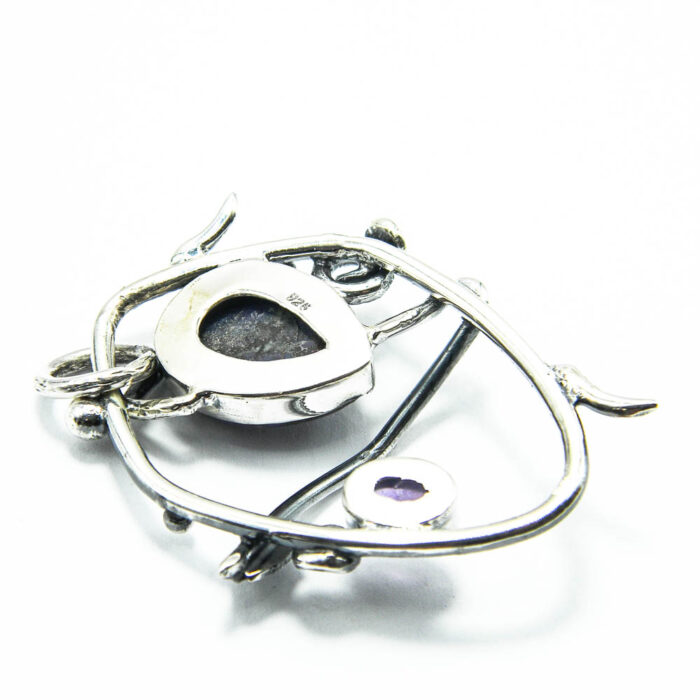 Pandantiv vintage unicat din argint cu jasp mokait - stil Art Nouveau - P240Y97G - imagine 5