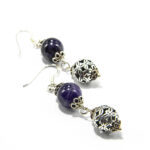 Cercei handmade unicat din argint si ametist - Theodora - HM0644 - imagine 2