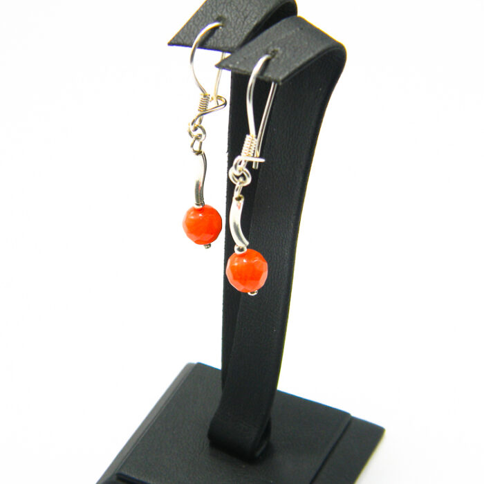 Cercei handmade din argint cu agate orange- stil fashion - Elena - HM0823A - imagine 4