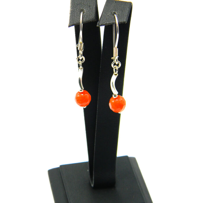 Cercei handmade din argint cu agate orange- stil fashion - Elena - HM0823A - imagine 2