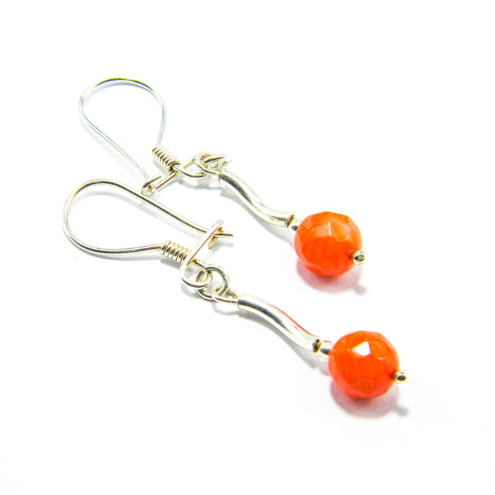 Cercei handmade din argint cu agate orange- stil fashion - Elena - HM0823A - imagine 5