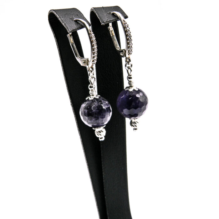 Cercei unicat handmade din argint cu ametist si pietre zirconiu - Virginia - HMX0472X - imagine 2