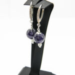 Cercei unicat handmade din argint cu ametist si pietre zirconiu - Virginia - HMX0472X - imagine 4