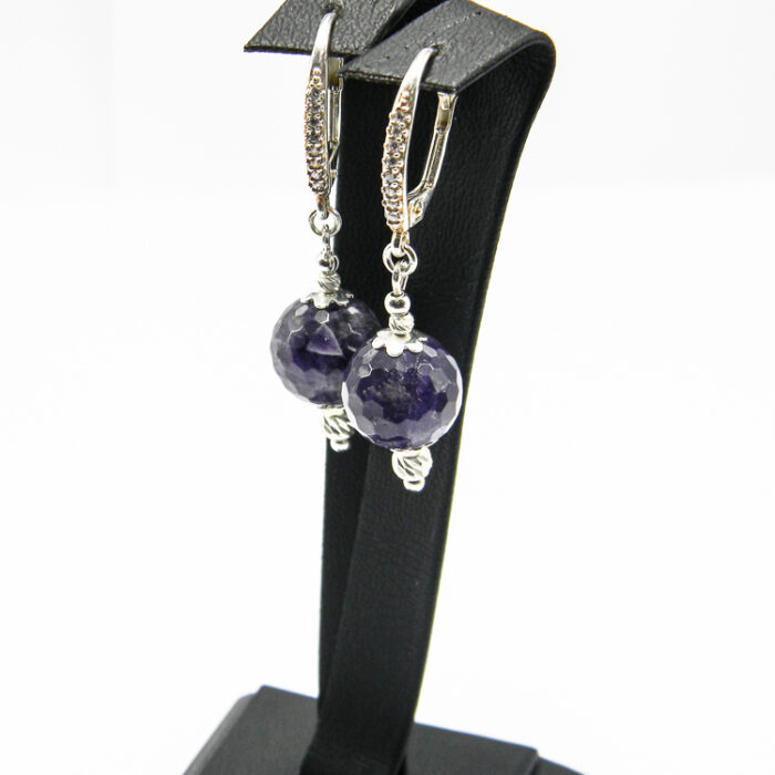 Cercei unicat handmade din argint cu ametist si pietre zirconiu - Virginia - HMX0472X - imagine 4