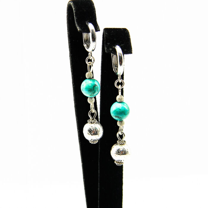 Cercei unicat handmade din argint cu turcoaz - stil oriental - Elif - HMX0681X - imagine 3