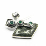 Pandantiv unicat vintage din argint cu serafinit si jad verde - P240Y98G - imagine 3