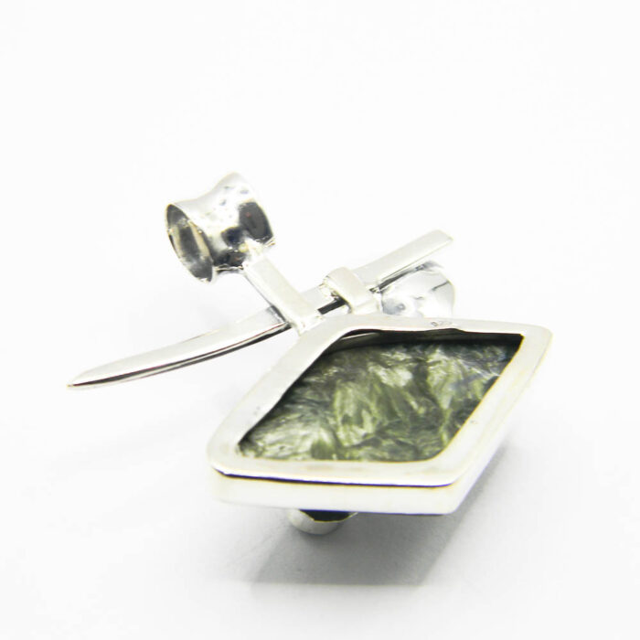 Pandantiv unicat vintage din argint cu serafinit si jad verde - P240Y98G - imagine 5