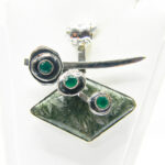 Pandantiv unicat vintage din argint cu serafinit si jad verde - P240Y98G - imagine 4