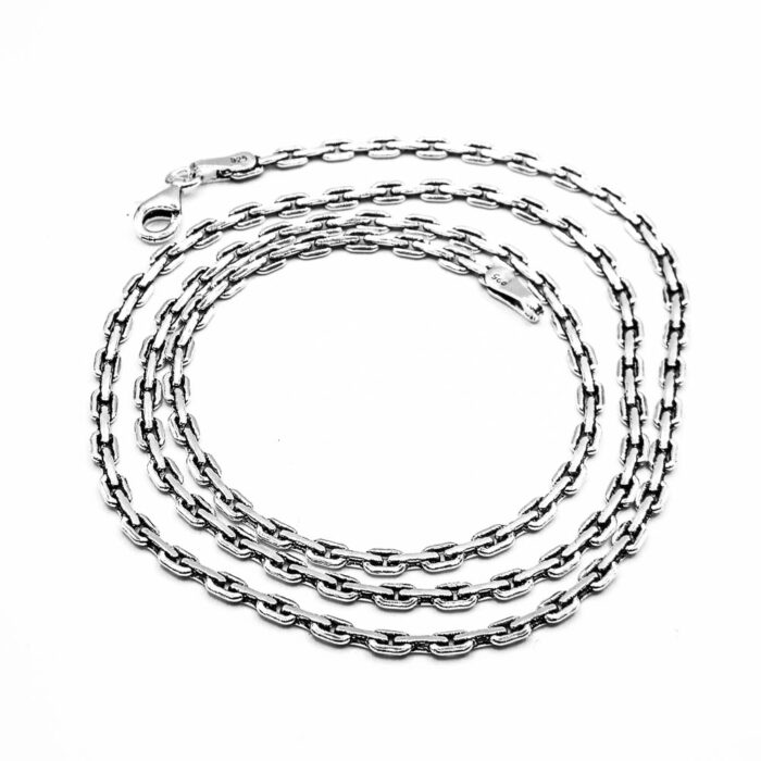 Lant argint 925 - Zale plate - model grecesc - 55 cm - L125A9G - imagine 2