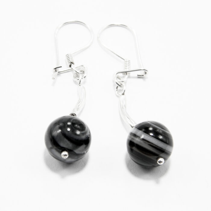 Cercei handmade din argint cu agate negre - stil fashion - HM0782X - imagine 4