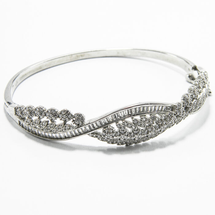 Bratara fixa din argint si cristale albe - stil vintage - Beatrice - B150A13B-2 - imagine 3