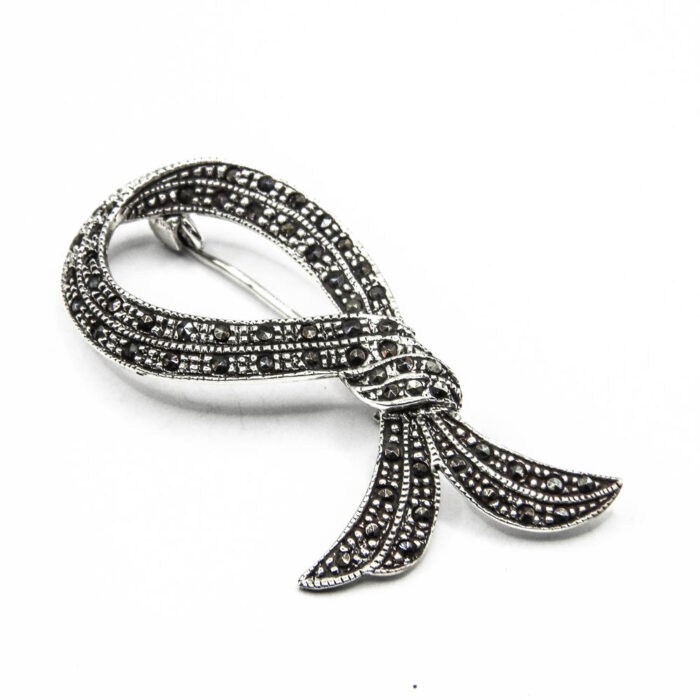 Brosa vintage din argint cu marcasite - Esarfe - BR245Y23GX - imagine 3
