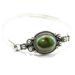 Bratara fixa din argint cu turcoaz verde - stil vintage Art Deco - B157Y-16 - imagine 4