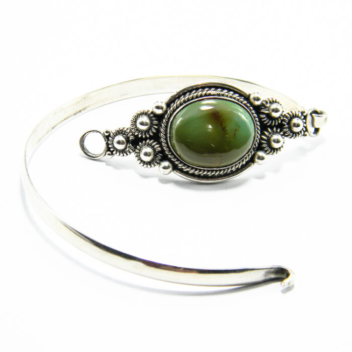 Bratara fixa din argint cu turcoaz verde - stil vintage Art Deco - B157Y-16 - imagine 2