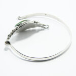 Bratara fixa din argint cu turcoaz verde - stil vintage Art Deco - B157Y-16 - imagine 5