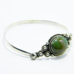 Bratara fixa din argint cu turcoaz verde - stil vintage Art Deco - B157Y-16 - imagine 6
