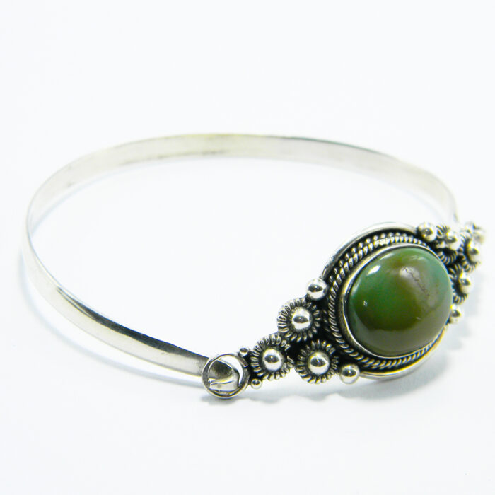 Bratara fixa din argint cu turcoaz verde - stil vintage Art Deco - B157Y-16 - imagine 6