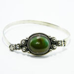 Bratara fixa din argint cu turcoaz verde - stil vintage Art Deco - B157Y-16 - imagine 7